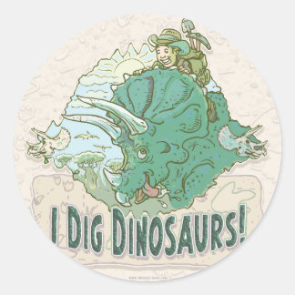 Sticker Rond Je creuse des dinosaures pour les chasseurs de din
