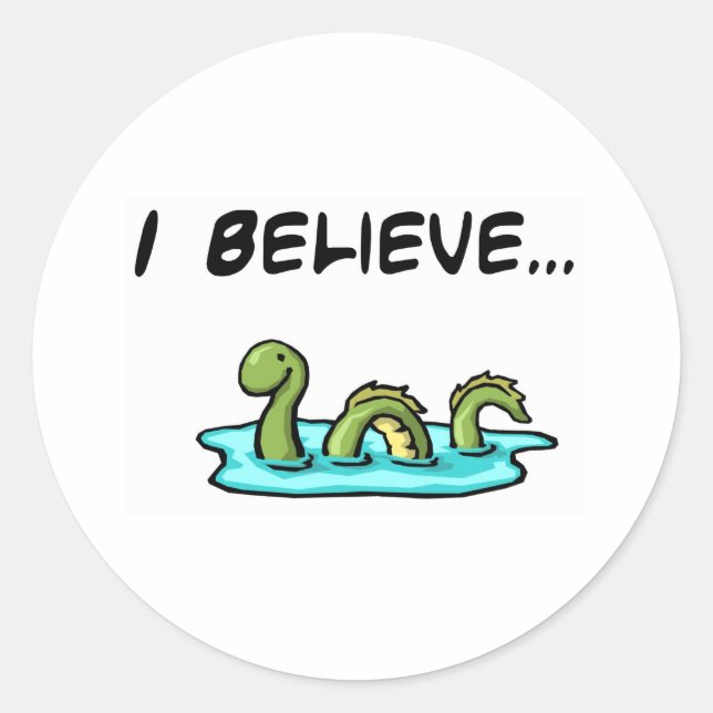 Sticker Rond Je crois au monstre Loch Ness (Devant)