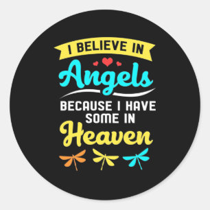 Sticker Rond Je Crois Aux Anges Et Aux libellules