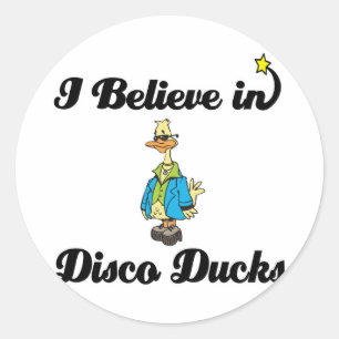 Sticker Rond je crois aux canards disco