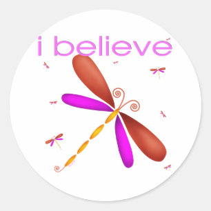 Sticker Rond Je crois aux libellules