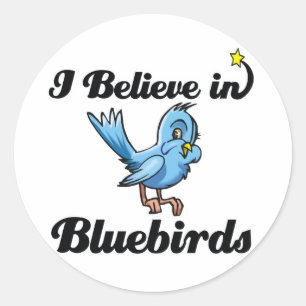 Sticker Rond je crois aux oiseaux bleus