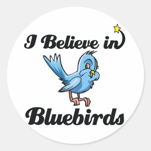 Sticker Rond je crois aux oiseaux bleus (Devant)