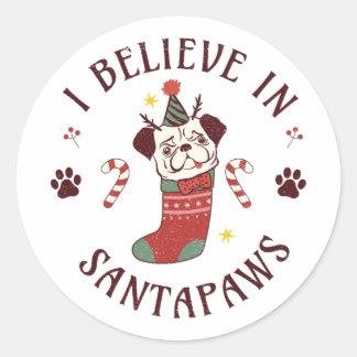 Sticker Rond Je Crois En Père Noël Paws