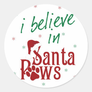Sticker Rond Je crois en Père Noël Paws