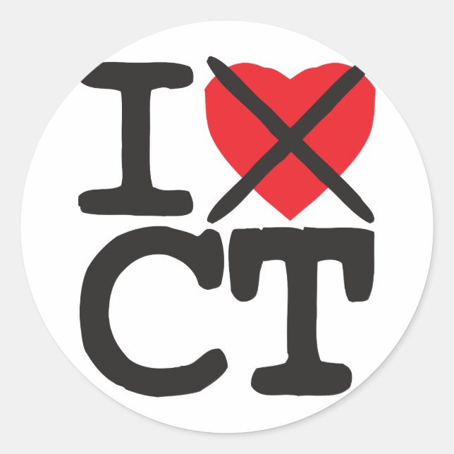 Sticker Rond Je déteste CT - le Connecticut (Devant)