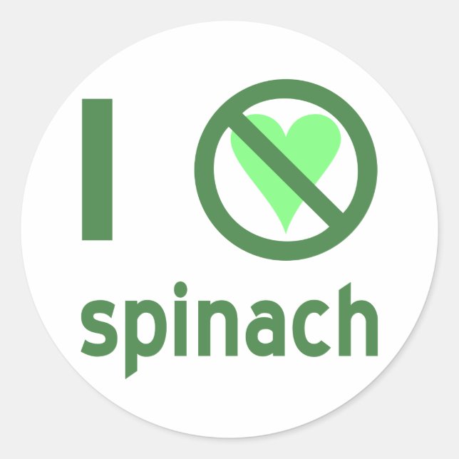 Sticker Rond Je déteste les épinards (Devant)