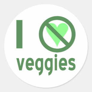 Sticker Rond Je déteste les légumes Pas d'amour