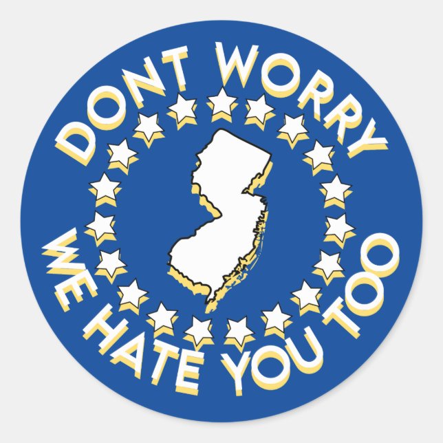 STICKER ROND JE DÉTESTE NEW JERSEY (Devant)