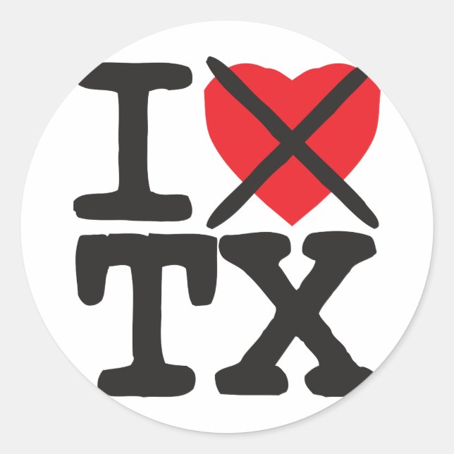 Sticker Rond Je déteste TX - Texas (Devant)
