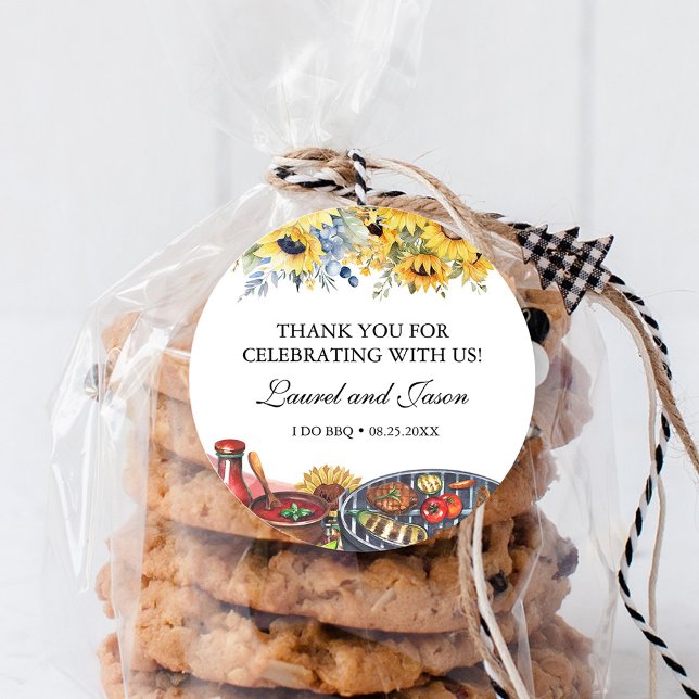 Sticker Rond Je fais du BBQ Fête de fiançailles rustique Sunflo (Créateur téléchargé)