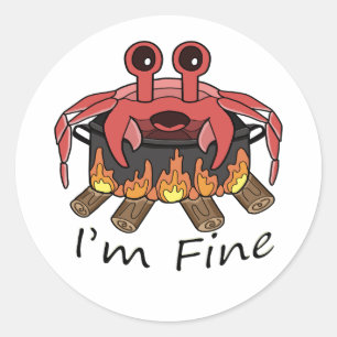 Sticker Rond Je fais du crabe bouillant