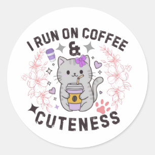 Sticker Rond Je fonctionne au café et à la douceur - Conception