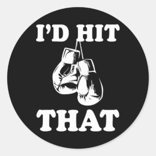 Sticker Rond Je frapperais ça - Naughty Humour Funny Boxing Sar