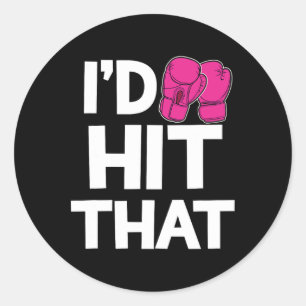 Sticker Rond Je frapperais cette boîte de kickboxing drôle gant