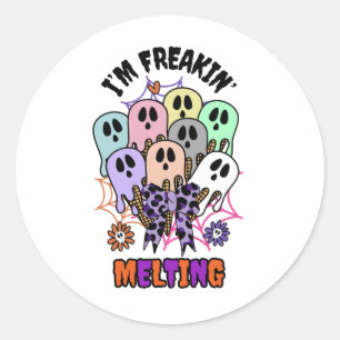 Sticker Rond Je freakin' fondre Halloween Glace Ghosts