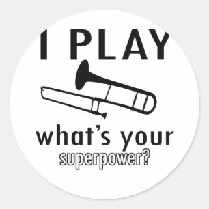 Sticker Rond Je joue le trombone