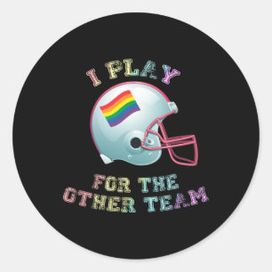 Sticker Rond Je Joue Pour L'Autre Équipe Gay pride Football