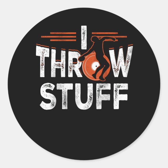 Sticker Rond Je lance Stuff Discus Track et Field Athlete Thon (Devant)