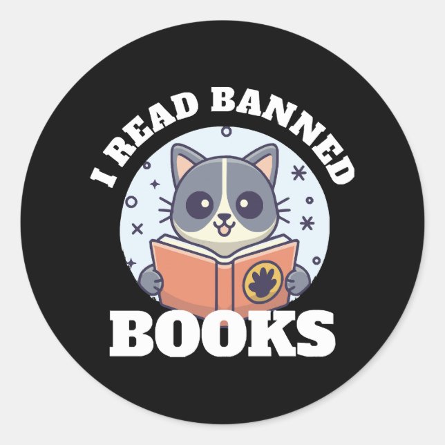 Sticker Rond Je lis des livres interdits (Devant)
