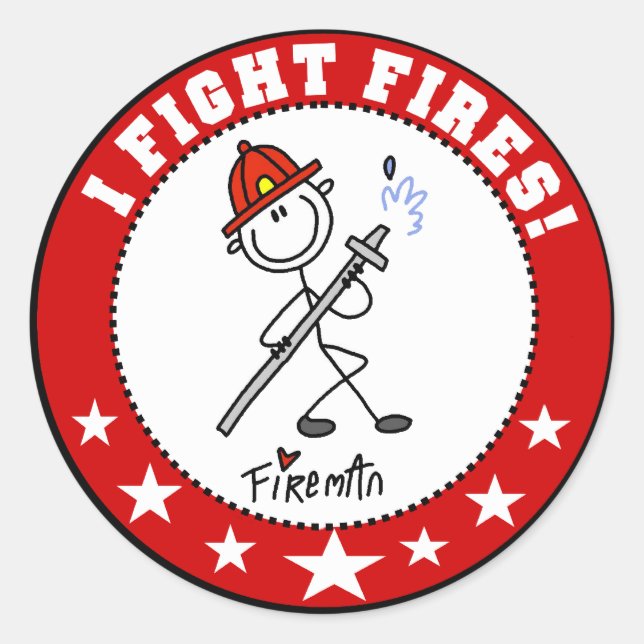 Sticker Rond Je lutte contre les incendies pompier (Devant)