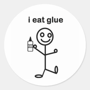 Sticker Rond Je mange de la colle