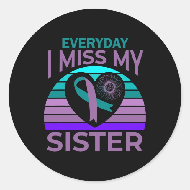 Sticker Rond Je Manque Mon Coeur Soeur Ruban Suicide Sensibilis (Devant)