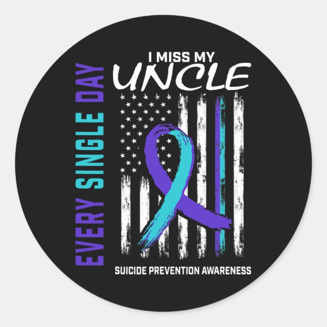 Sticker Rond Je Manque Mon Oncle Prévention du Suicide Ameri (Devant)