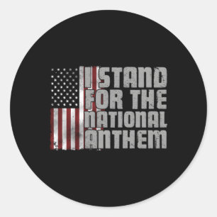 Sticker Rond Je Me Détiens Pour L'Hymne National Distorti Usa F