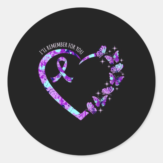 Sticker Rond Je me souviendrai de vous La conscience d'Alzheime (Devant)