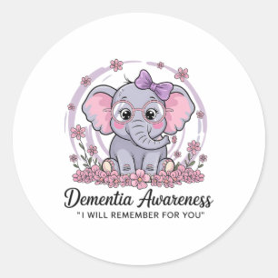 Sticker Rond Je me souviens pour vous Éléphant mignon Sensibili