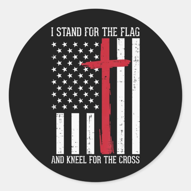 Sticker Rond Je Me Trouve Pour Le Drapeau Kneel Pour Cross Memo (Devant)