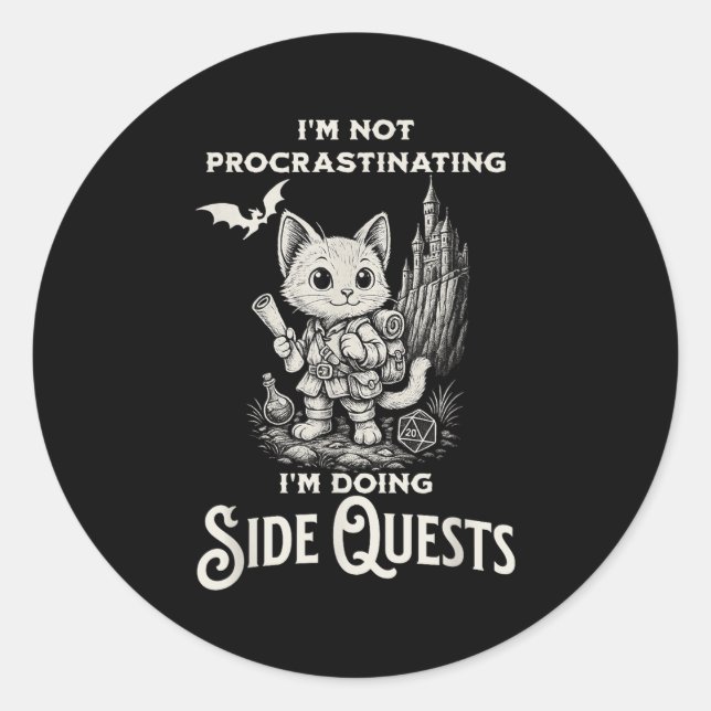 Sticker Rond Je ne proteste pas Je fais des quêtes latérales Rp (Devant)