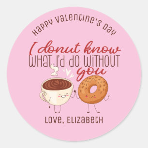 Sticker Rond Je ne sais pas drôle Pun mignon Saint Valentin ros