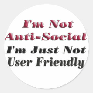 Sticker Rond Je ne suis pas anti-social