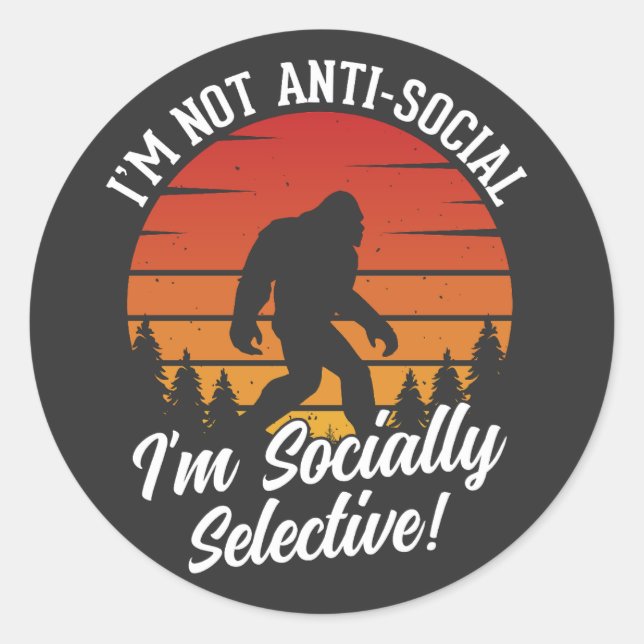 Sticker Rond Je ne suis pas anti-social Noir noir (Devant)