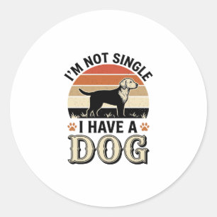 Sticker Rond Je ne suis pas célibataire, j'ai un chien vintage