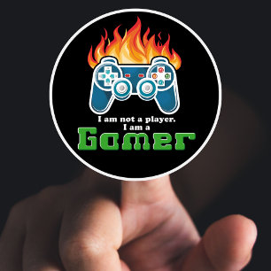 Sticker Rond Je ne suis pas un joueur cool noir joystick modern