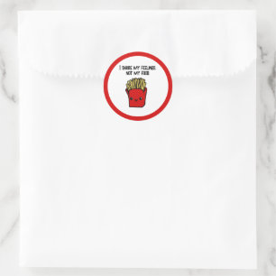 Sticker Rond Je Partage Sentiments Pas Nourriture Drôle Kawaii 