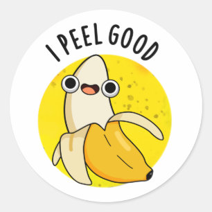 Sticker Rond Je Peel Good Fundy Fruit Banana Pun