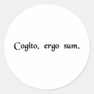 Sticker Rond Je pense, donc j'Am.