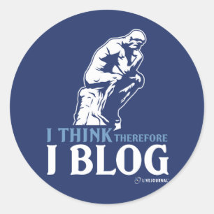 Sticker Rond Je pense, par conséquent je blog