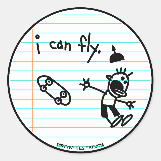 Sticker Rond Je peux voler. (Devant)