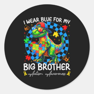 Sticker Rond Je Porte Bleu Pour Mon Grand Frère Sensibilisation