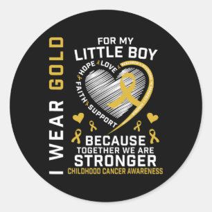 Sticker Rond Je Porte De L'Or Pour Mon Petit Fils Enfant Cancer