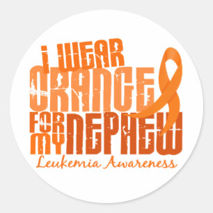 Sticker Rond Je Porte De L'Orange Pour Ma Leucémie Nephew 6.4