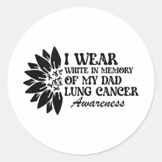 Sticker Rond Je Porte Du Blanc En Mémoire De Mon Père Cancer Du