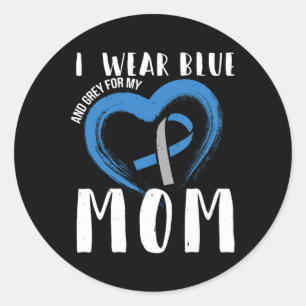 Sticker Rond Je Porte Du Bleu Et Du Gris Pour Ma Mère Diabète T