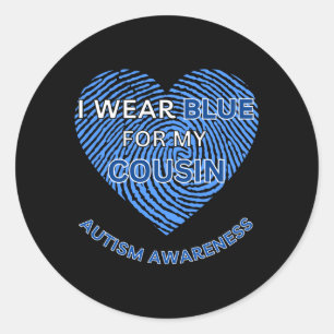 STICKER ROND JE PORTE DU BLEU POUR MON COUSIN