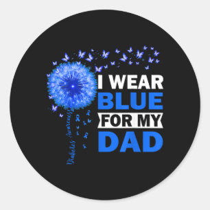 Sticker Rond Je porte du bleu pour mon papa, sensibilisation au